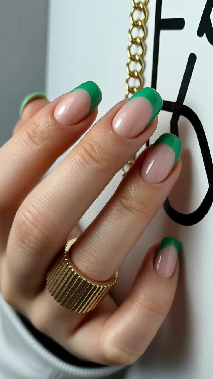 March Nails Ideas 2026 Emerald Edge French Revival