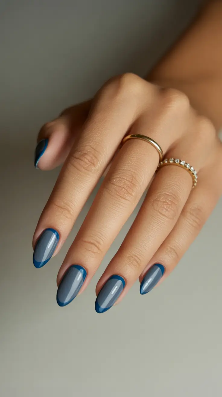 March Nails Ideas 2026 Midnight-Blue Tipped Minimalism