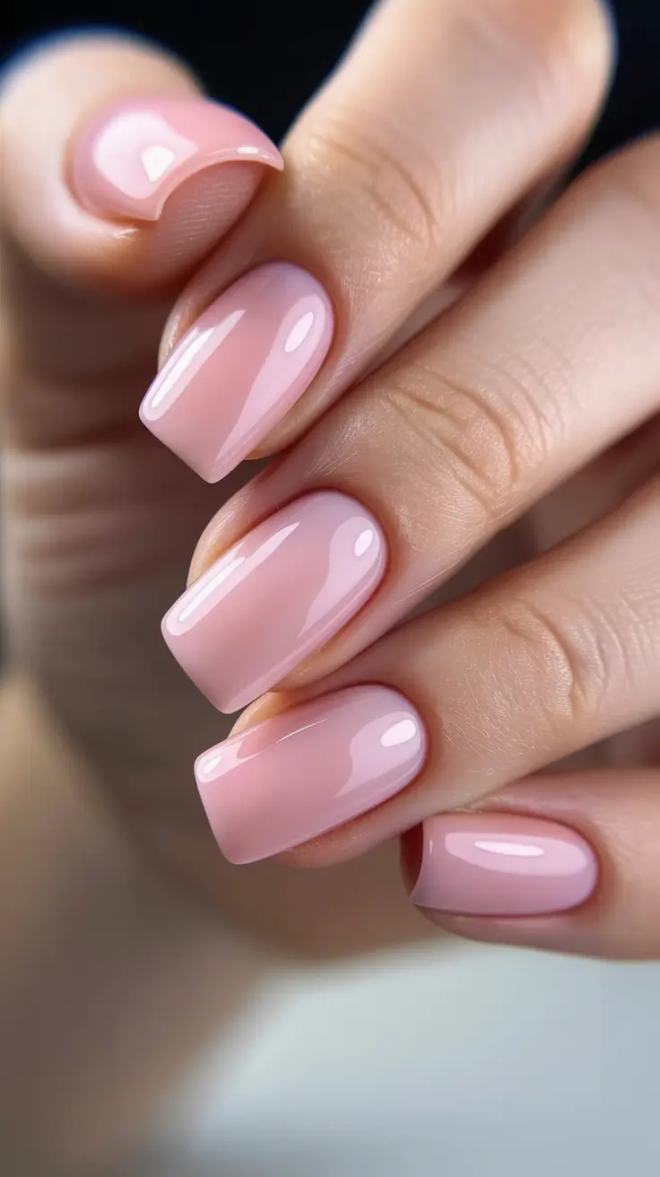 March Nails Ideas 2026 Soft Rose Cloud Gloss