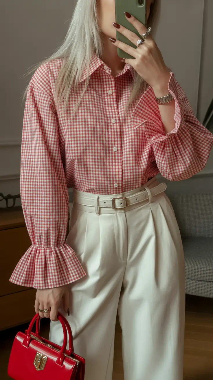 March Outfits Ideas 2026 Fresh Gingham Classics with a Polished Glow