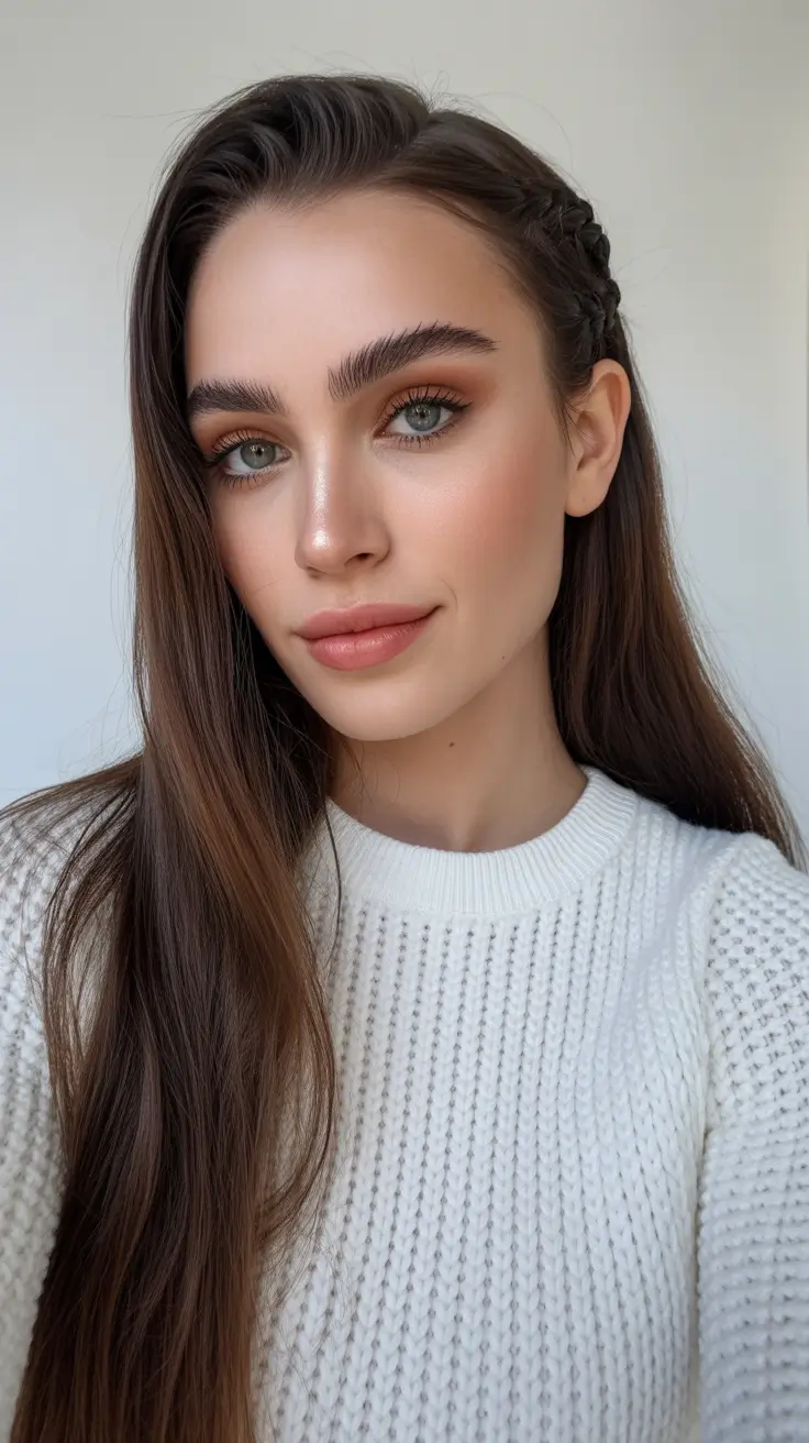 modern spring haircuts 2026 Long Smooth Hair with Braid