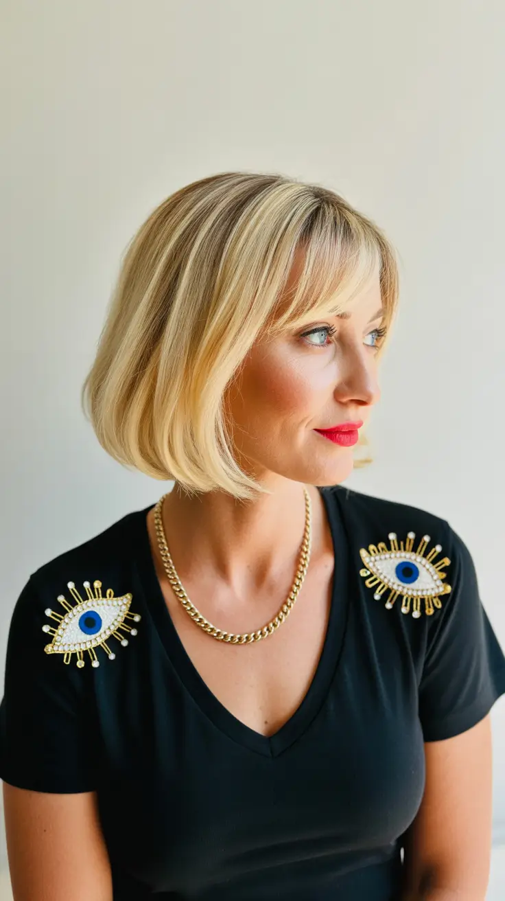 modern spring haircuts for women over 40 2026 Creamy Blonde Bob with Sweet Spring Softness