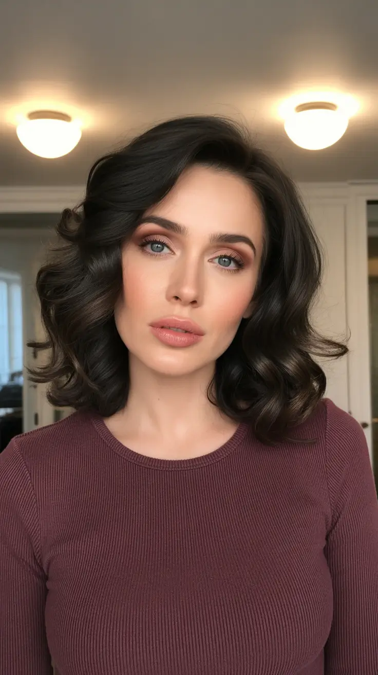 modern spring haircuts for women over 40 2026 Voluminous Curled Lob with Evening Spring Drama