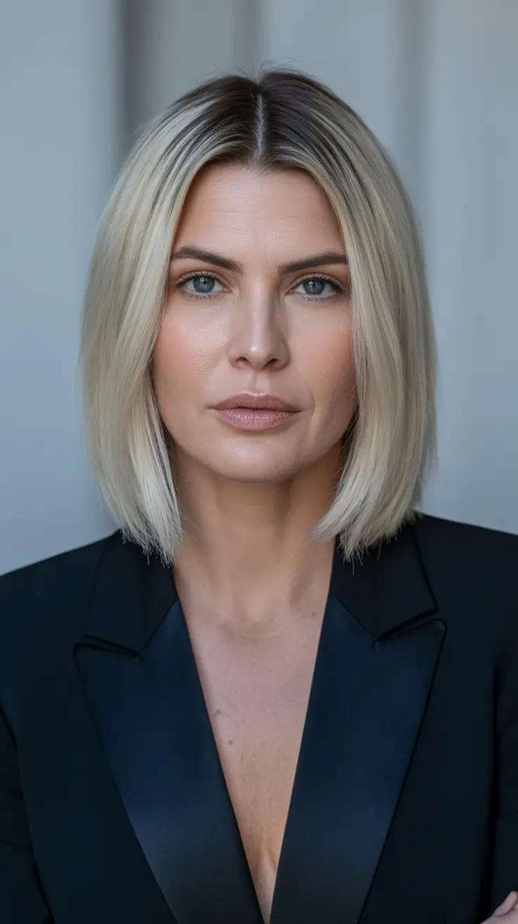 modern spring haircuts for women over 40 2026 Precision Medium Bob with Dimensional Blonde