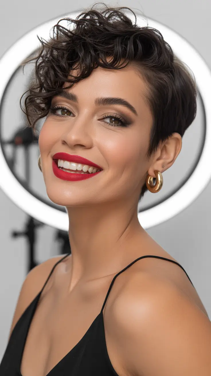 modern spring pixie 2026 Asymmetrical Curly Pixie With Bold Spring Personality