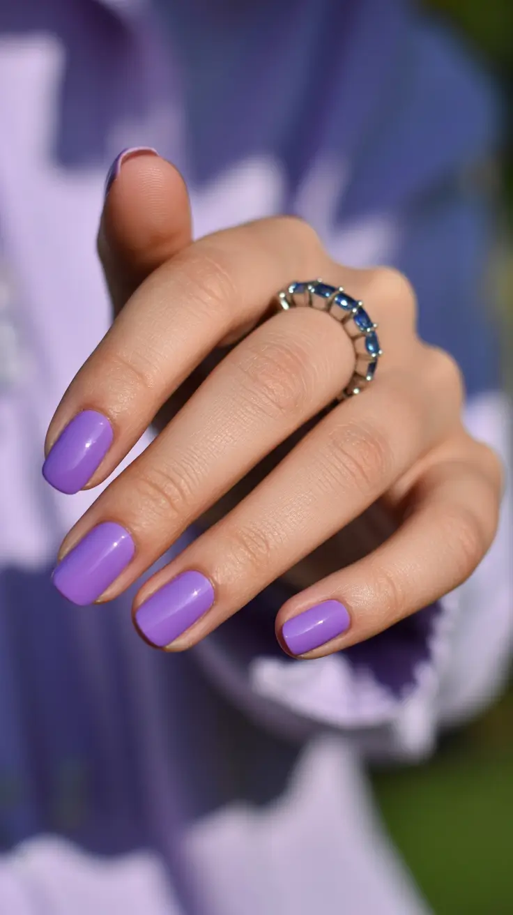 modern trendy spring nails 2026 Classic Lavender Gloss on Clean Short Nails