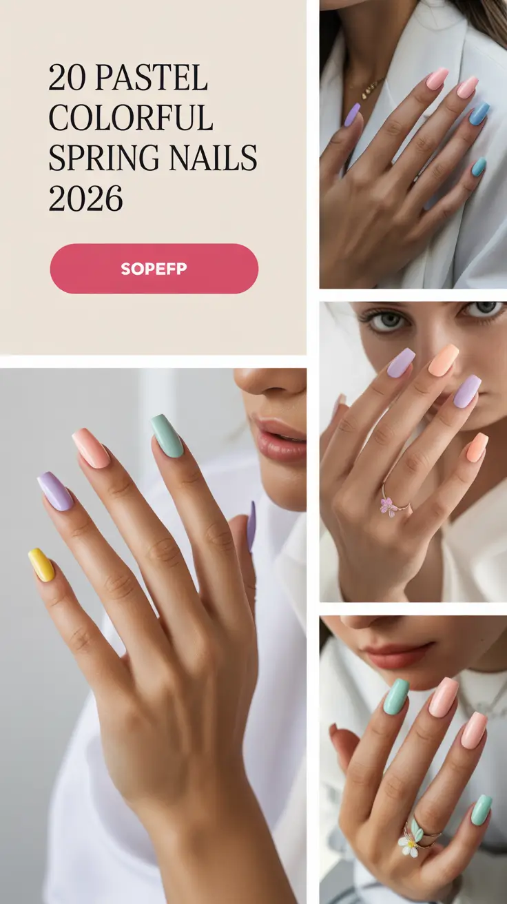 Pastel Colorful Spring Nails 2026: Fresh Color Ideas, Popular Shades & Classy Manicures for March