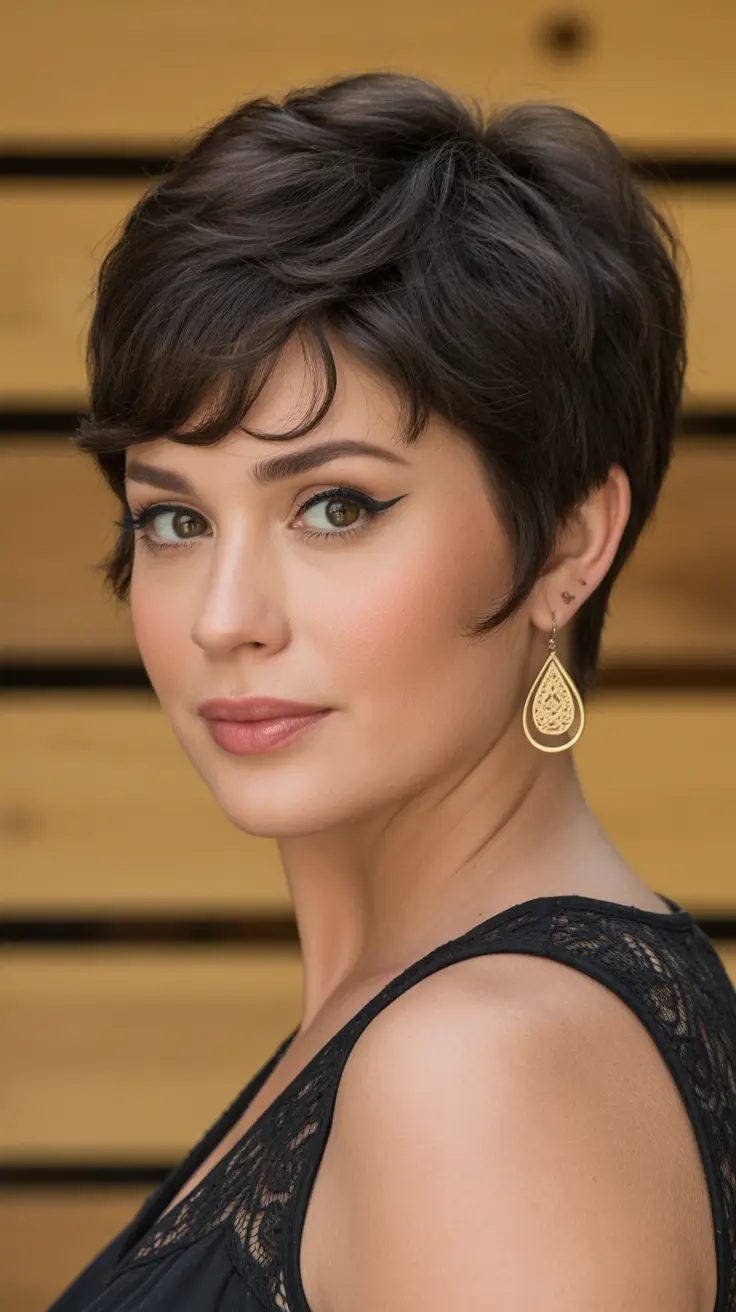 Spring Haircuts for Chubby Faces 2026 Soft Pixie with Tapered Volume