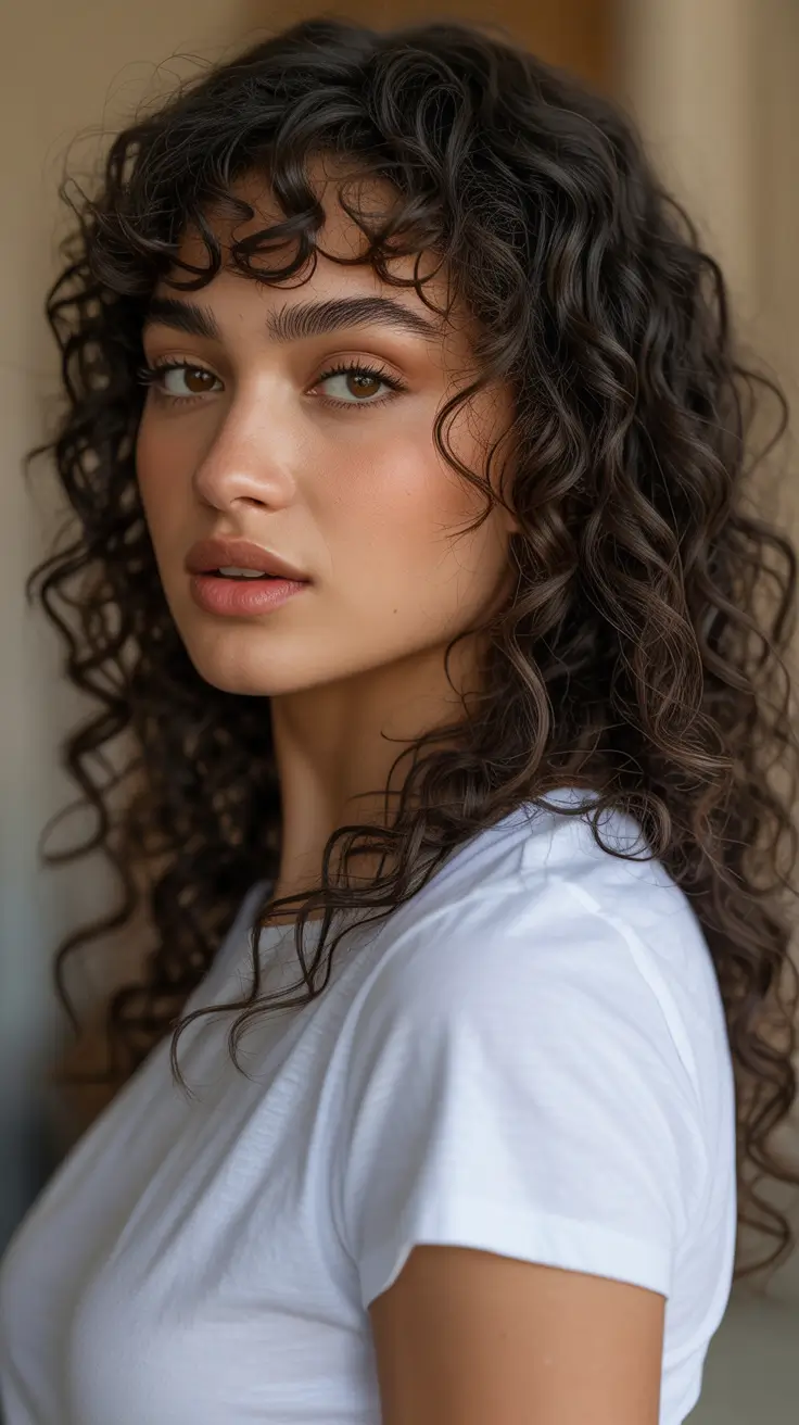 Spring Haircuts for Chubby Faces 2026 Romantic Curly Cascade with Spring Fringe