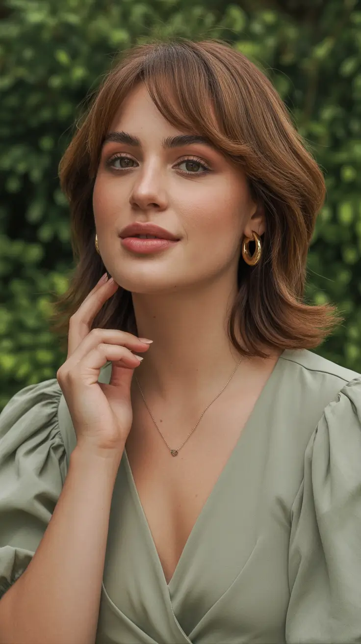 Spring Haircuts for Chubby Faces 2026 Feathered Shaggy Lob with Spring Fringe