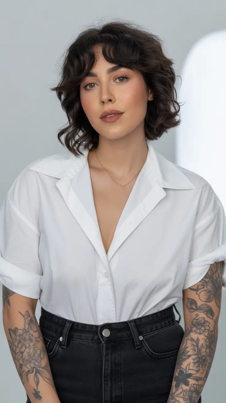 Spring Haircuts for Chubby Faces 2026 Soft Shaggy Bob with Airy Fringe Movement