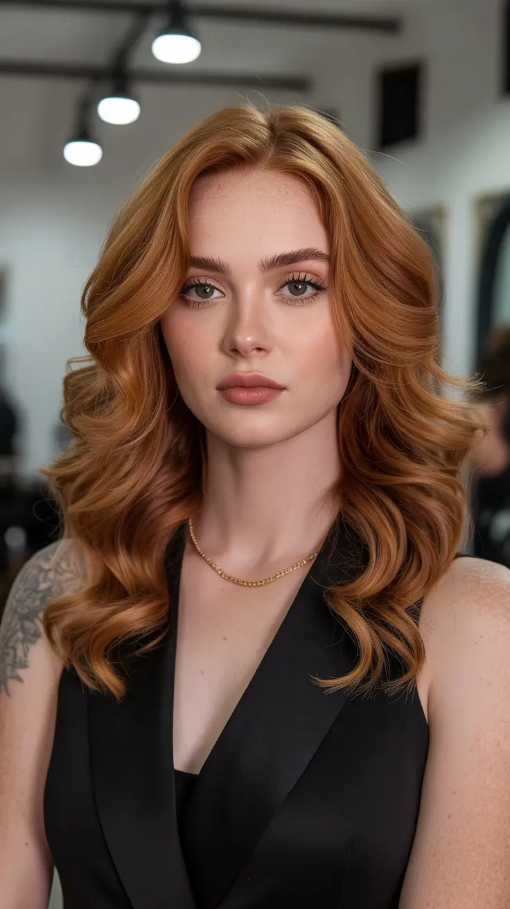 Spring Haircuts for Chubby Faces 2026 Flowing Copper Layers with Soft Spring Volume