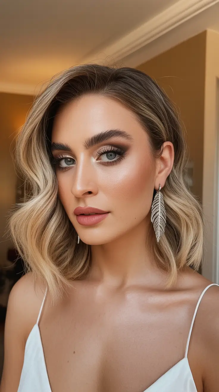 stylish spring blonde hair color looks 2026 Dimensional Soft Blonde Waves With Smoky Roots