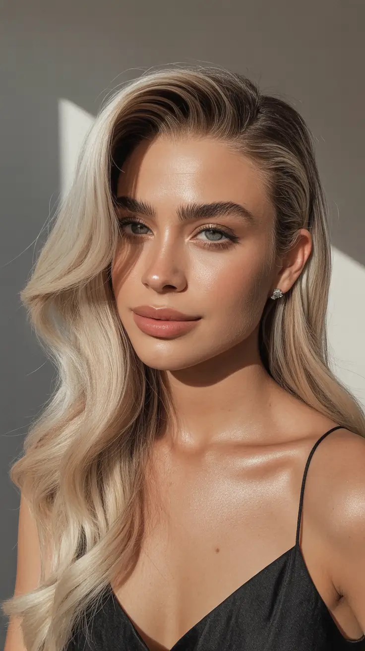 stylish spring blonde hair color looks 2026 Sunlit Pearl Blonde With Gentle Contouring