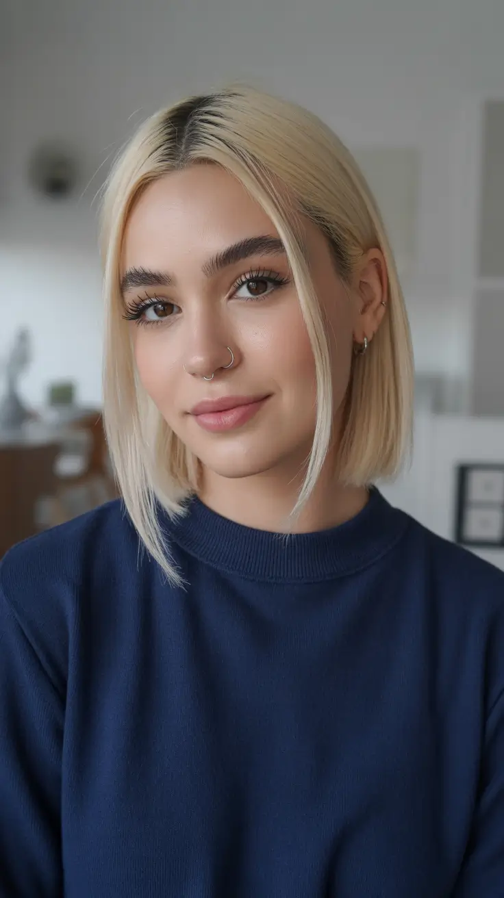 stylish spring blonde hair color looks 2026 Chic Straight Blonde Bob With Face-Framing Strands