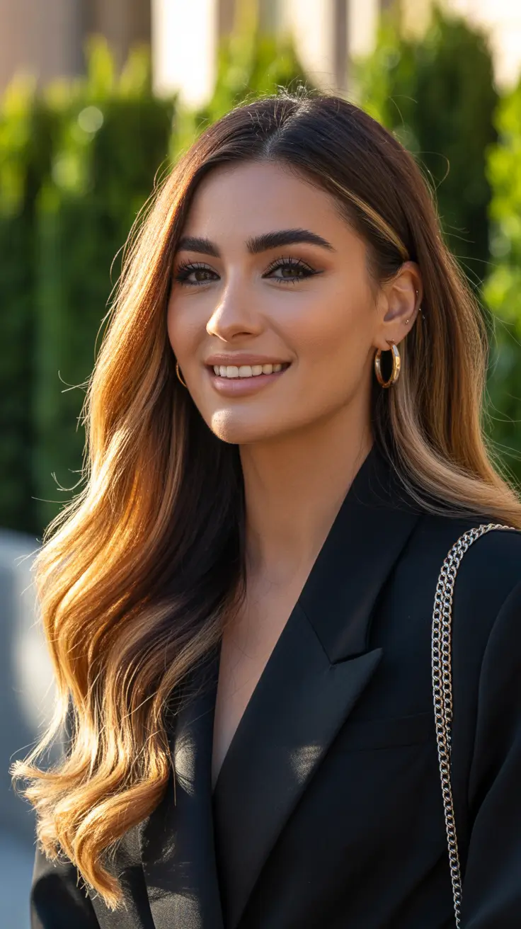 stylish spring hair color ideas 2026 to look younger Golden Honey Balayage with Luminous Length