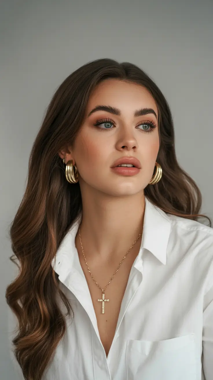 stylish spring hair color ideas 2026 to look younger Warm Chestnut Glow with Subtle Copper Ribbons