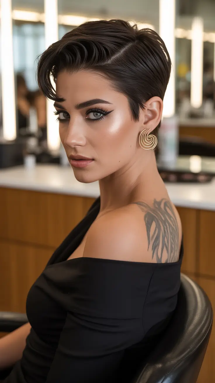 stylish spring hair color ideas 2026 to look younger Espresso Pixie with Sculpted Volume