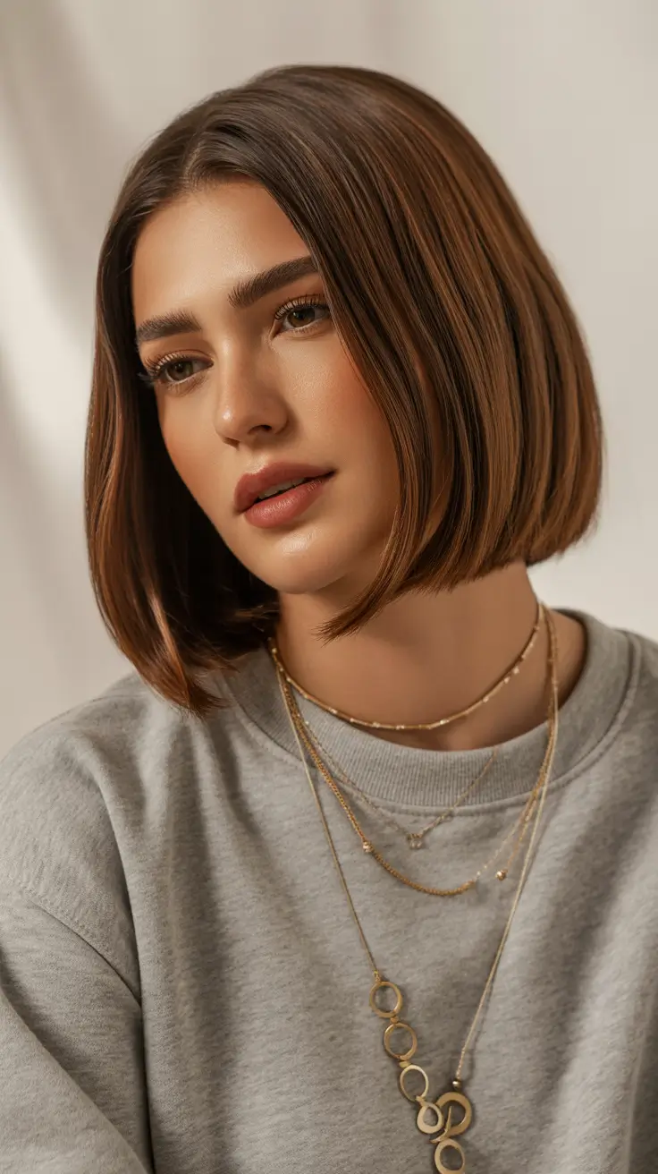 stylish spring hair color ideas 2026 to look younger Caramel Sleek Bob with Precision Edges