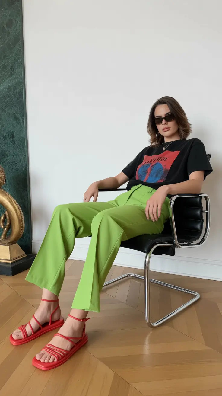 stylish spring outfits 2026 trends Statement Pants and Graphic Ease