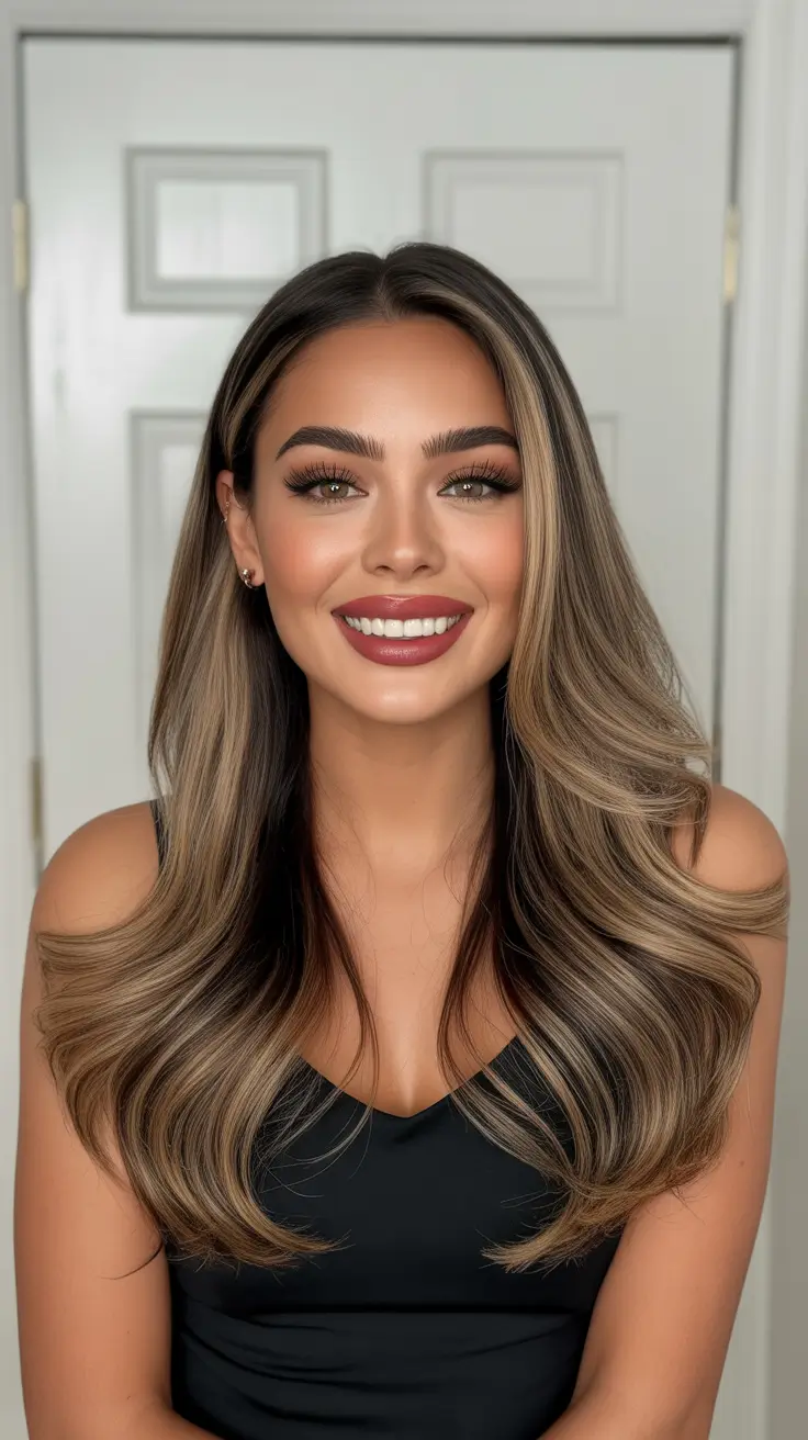 trendy spring hair color for tan skin 2026 Cool-Toned Mushroom Brown with Soft Face Highlights