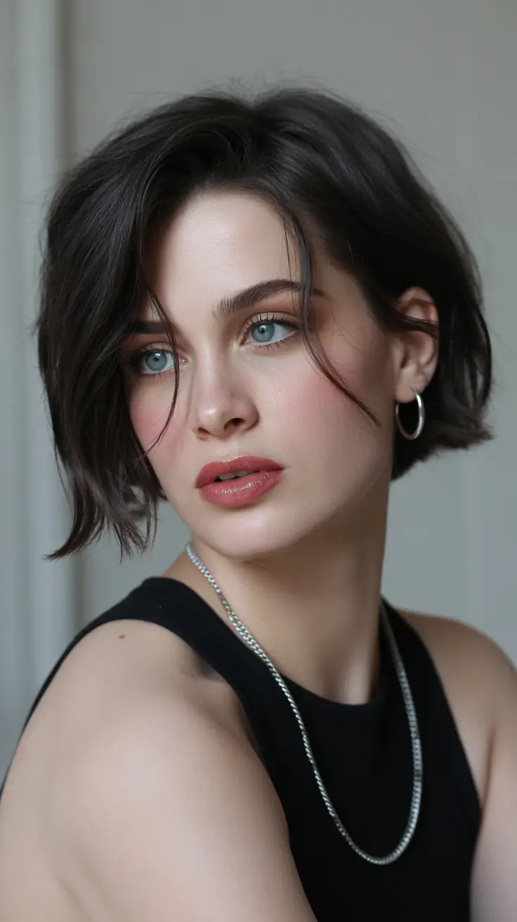 trendy spring short hairstyles 2026 Soft Parisian Side-Part Bob with Airy Volume