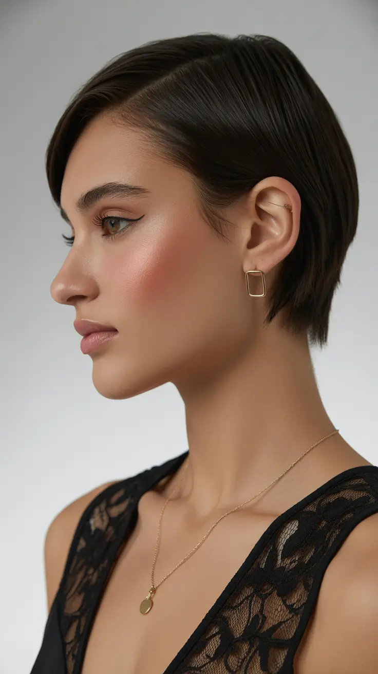 trendy spring short hairstyles 2026 Sleek Minimalist Micro Bob with Tucked Precision