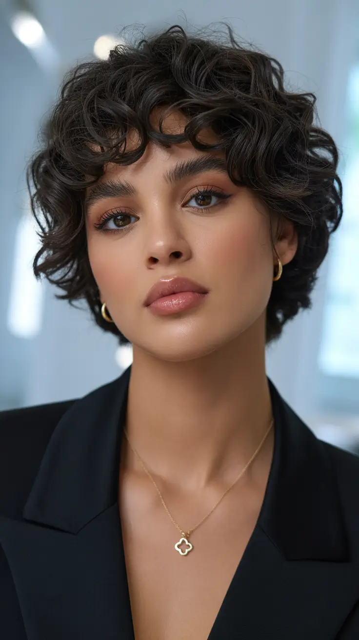 trendy spring short hairstyles 2026 Curly Cropped Shag with Soft Volume
