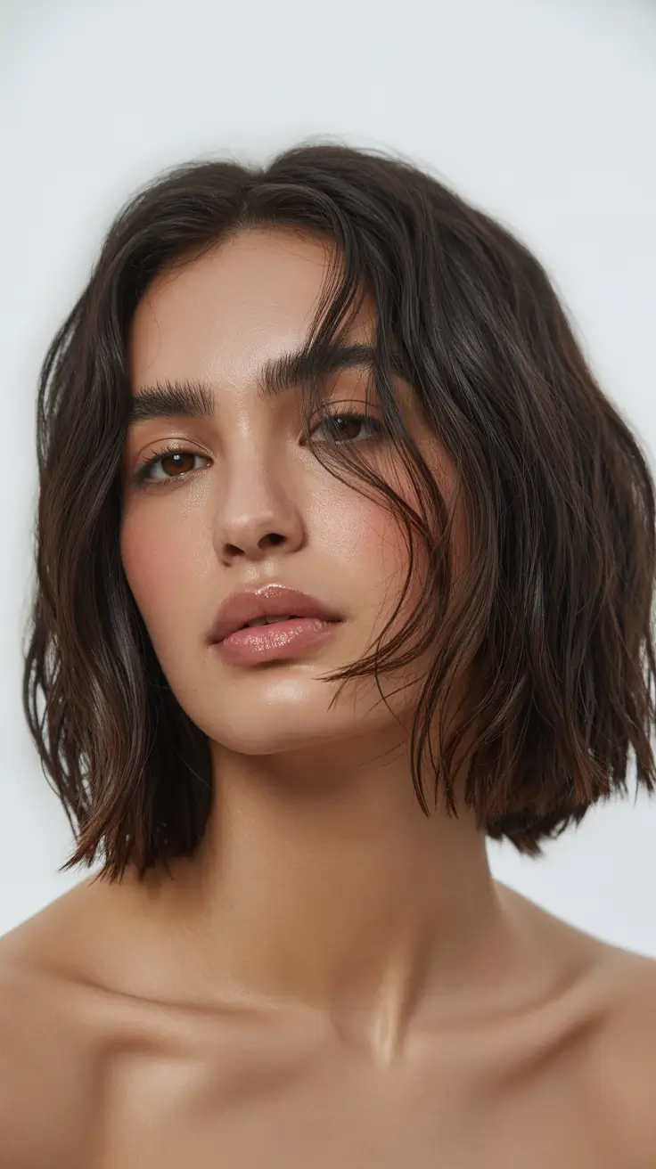 trendy spring short hairstyles 2026 Effortless Air-Dried Wavy French Bob