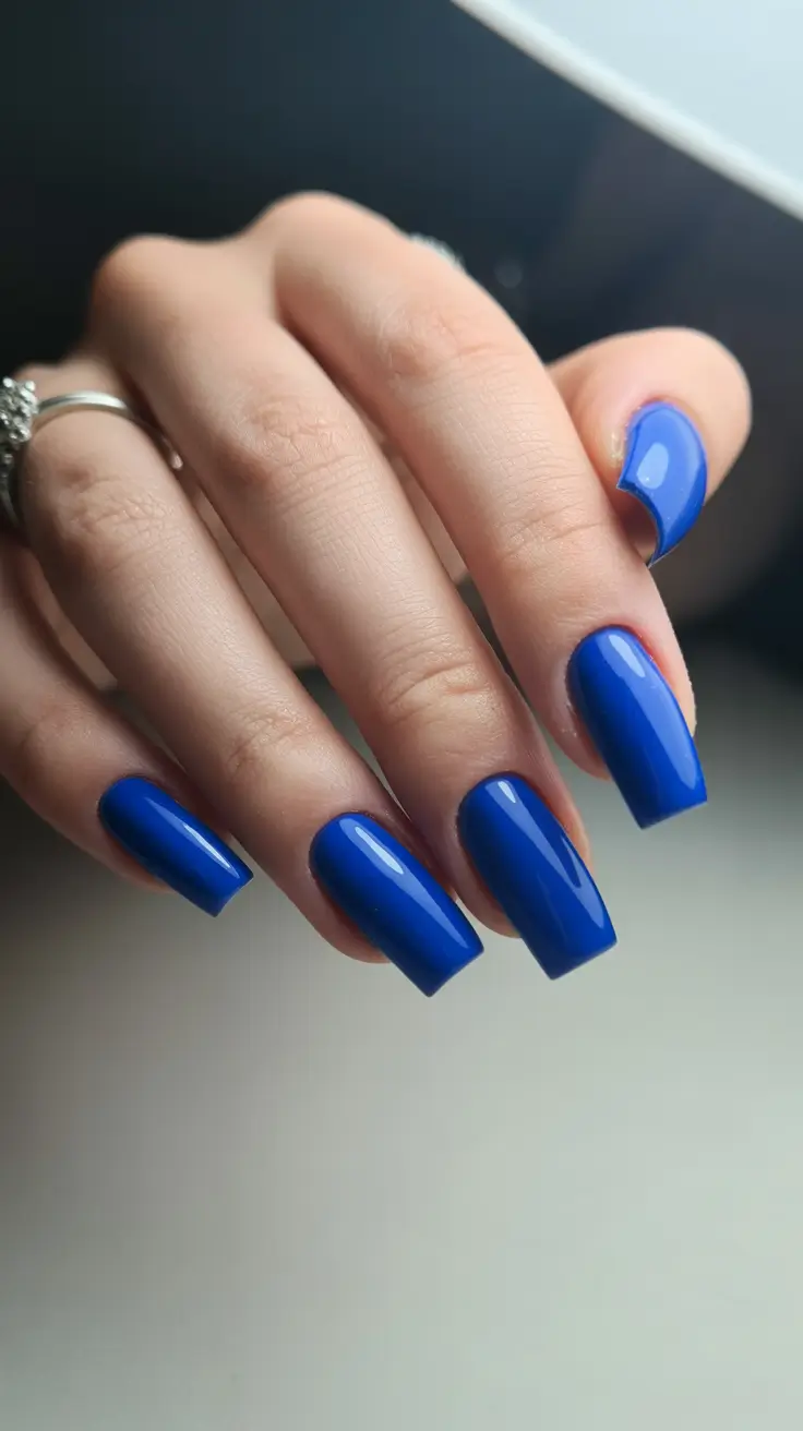 vibrant spring break nails 2026 High Gloss Cobalt Square
