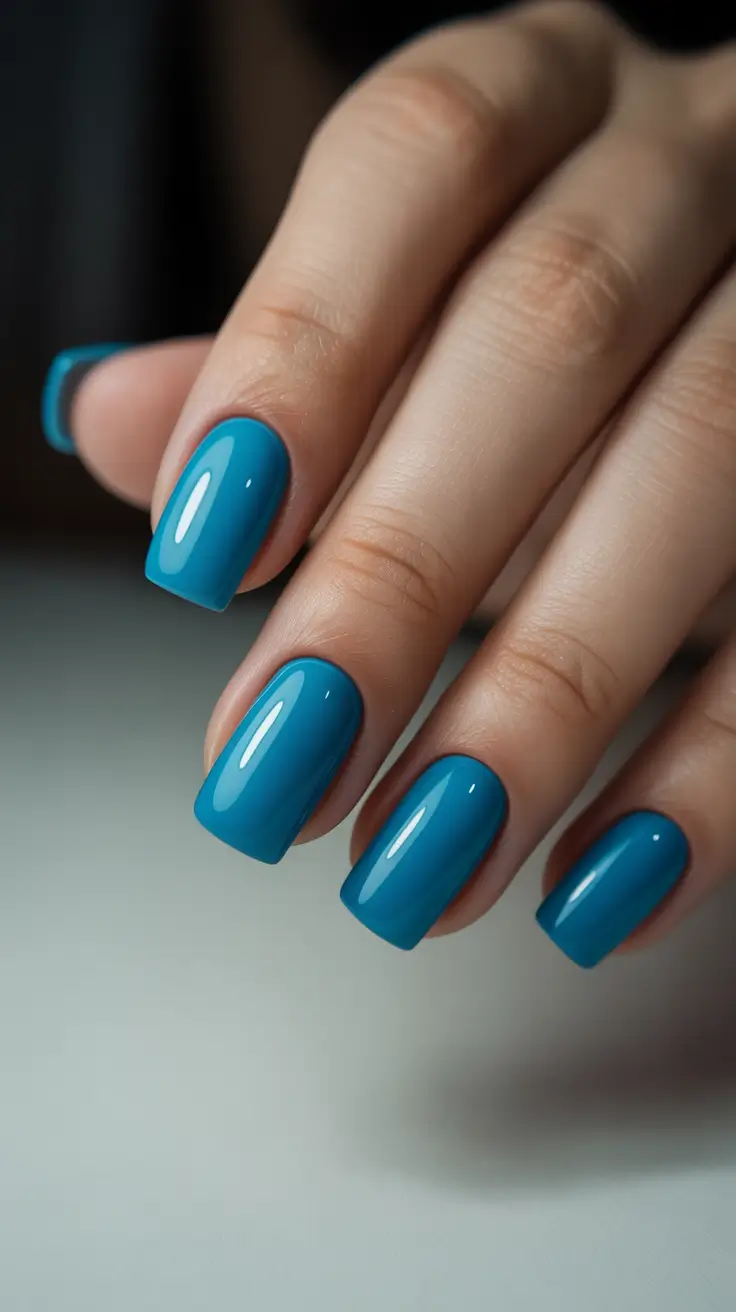 vibrant spring break nails 2026 Teal Square Gloss