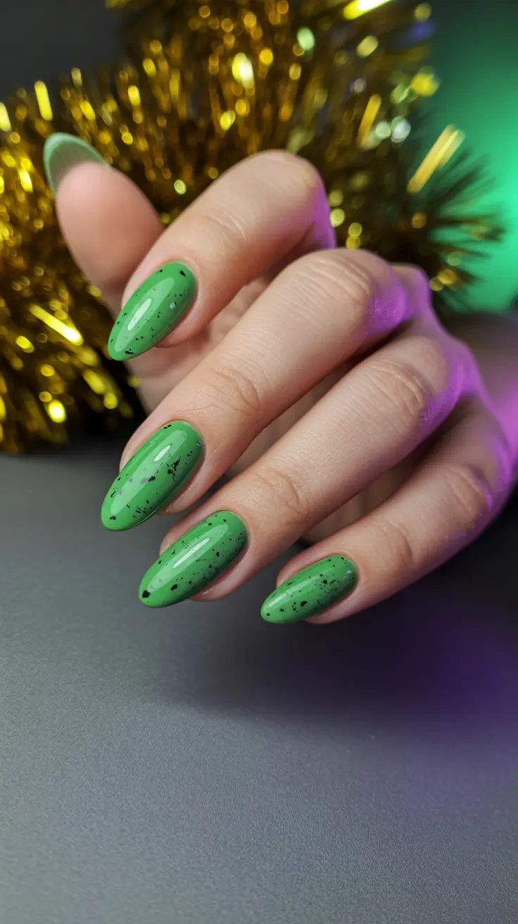 vibrant spring break nails 2026 Speckled Lime Almond