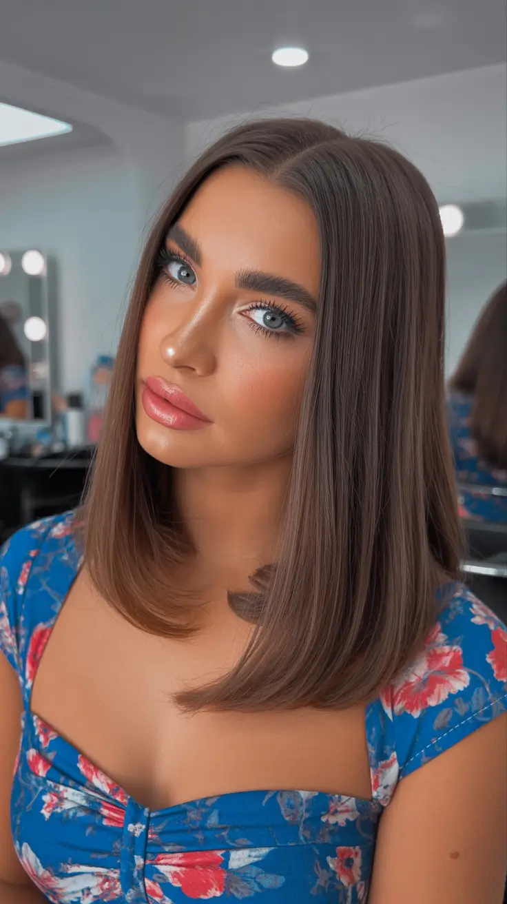 2026 summer hair color ideas Sleek Soft Cocoa Glow