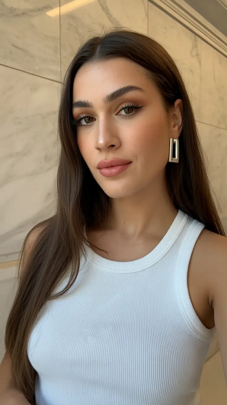 2026 summer hair color ideas Natural Deep Brunette Flow With Minimal Chic