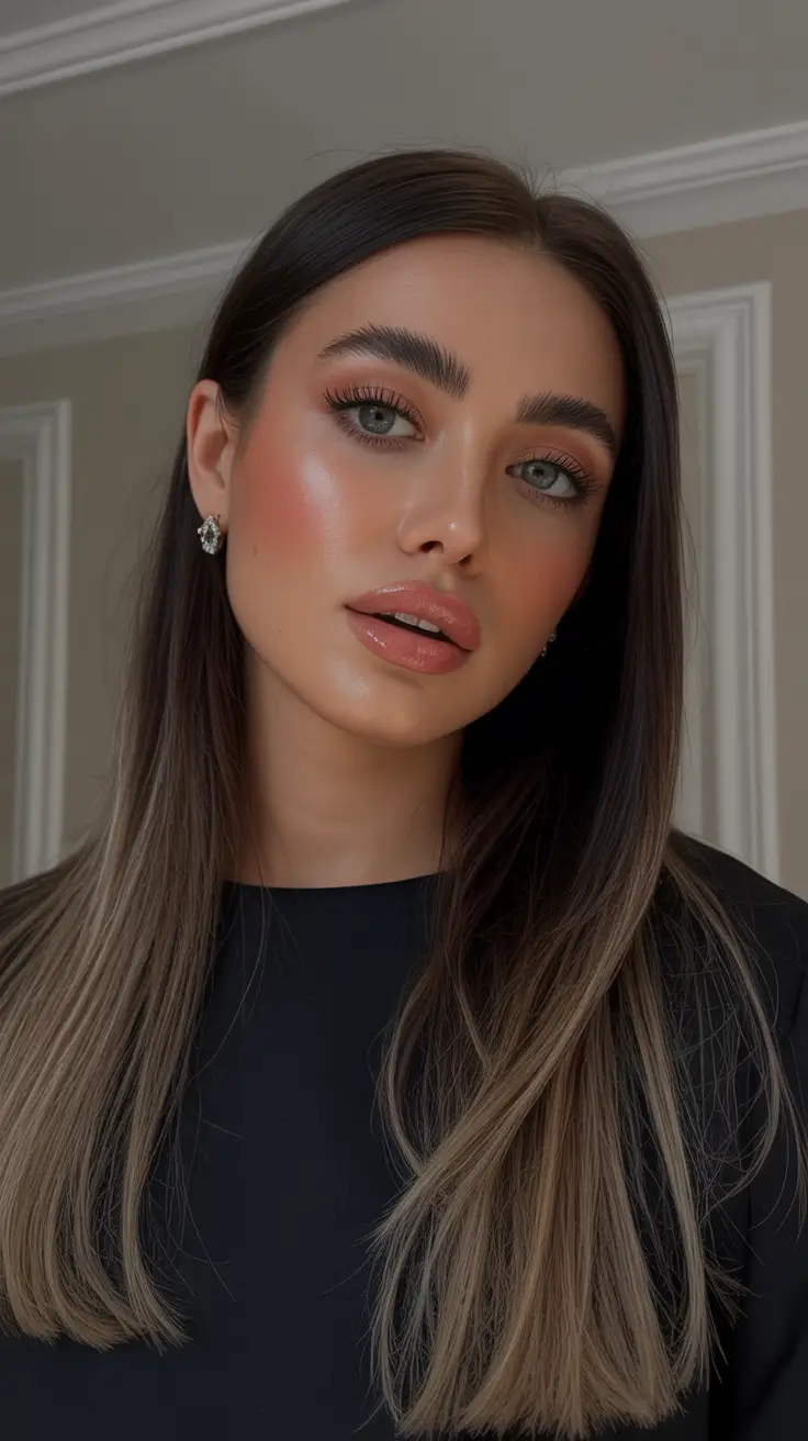 2026 summer hair color ideas Silky Neutral Brunette Straight Finish