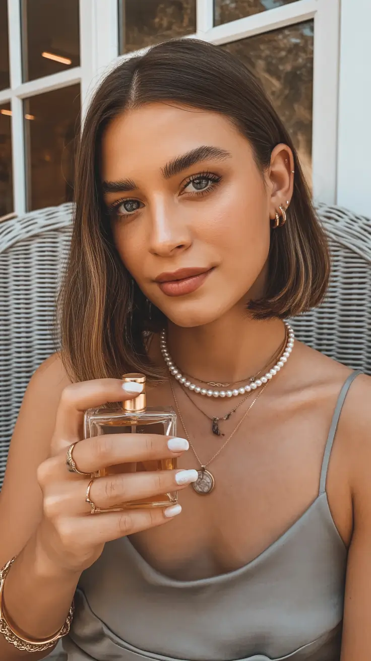 2026 summer hair color ideas Soft Parisian Bob With Natural Light Brunette Tone