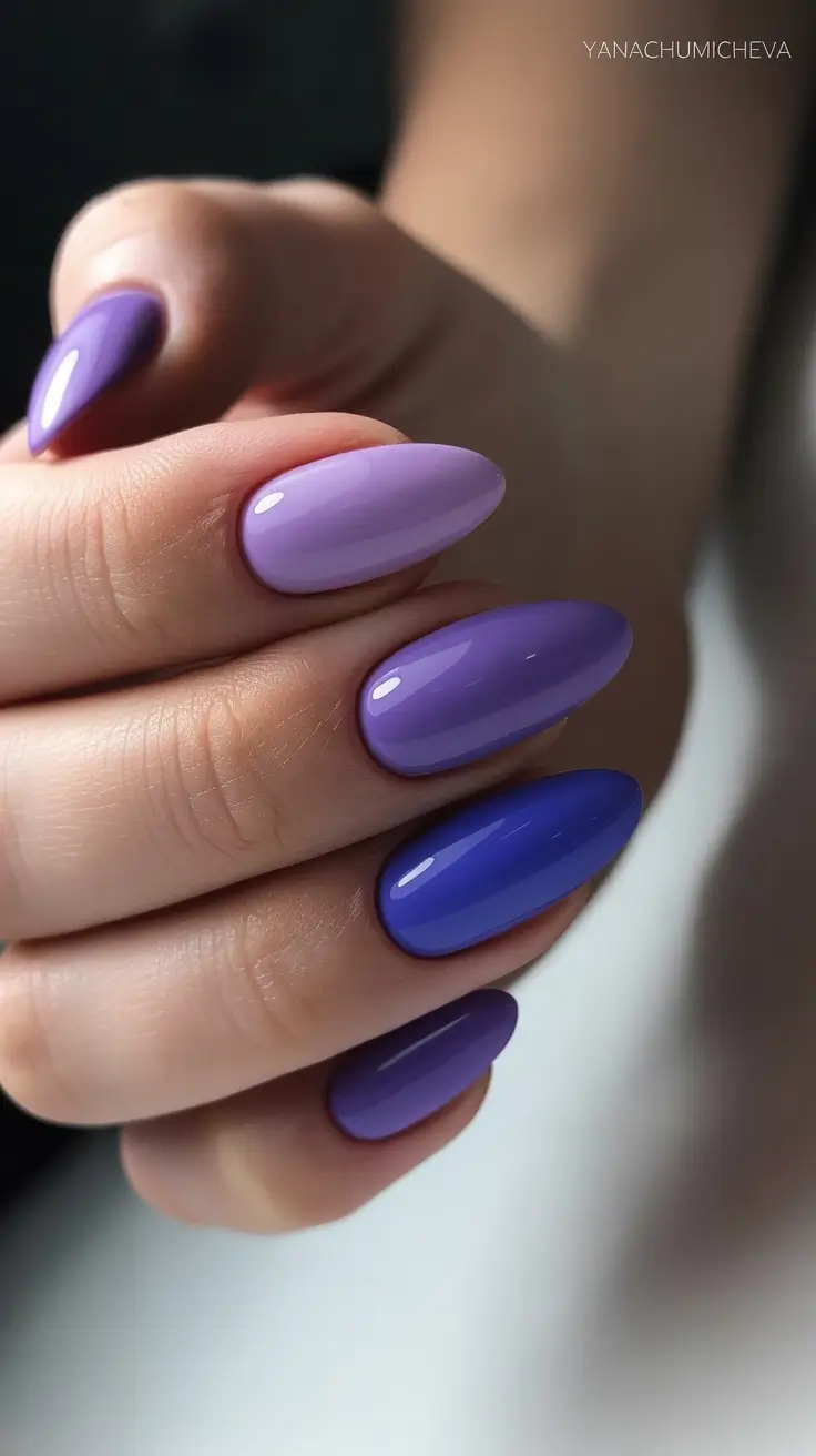 summer nail art designs Lavender to Indigo Gradient Almond