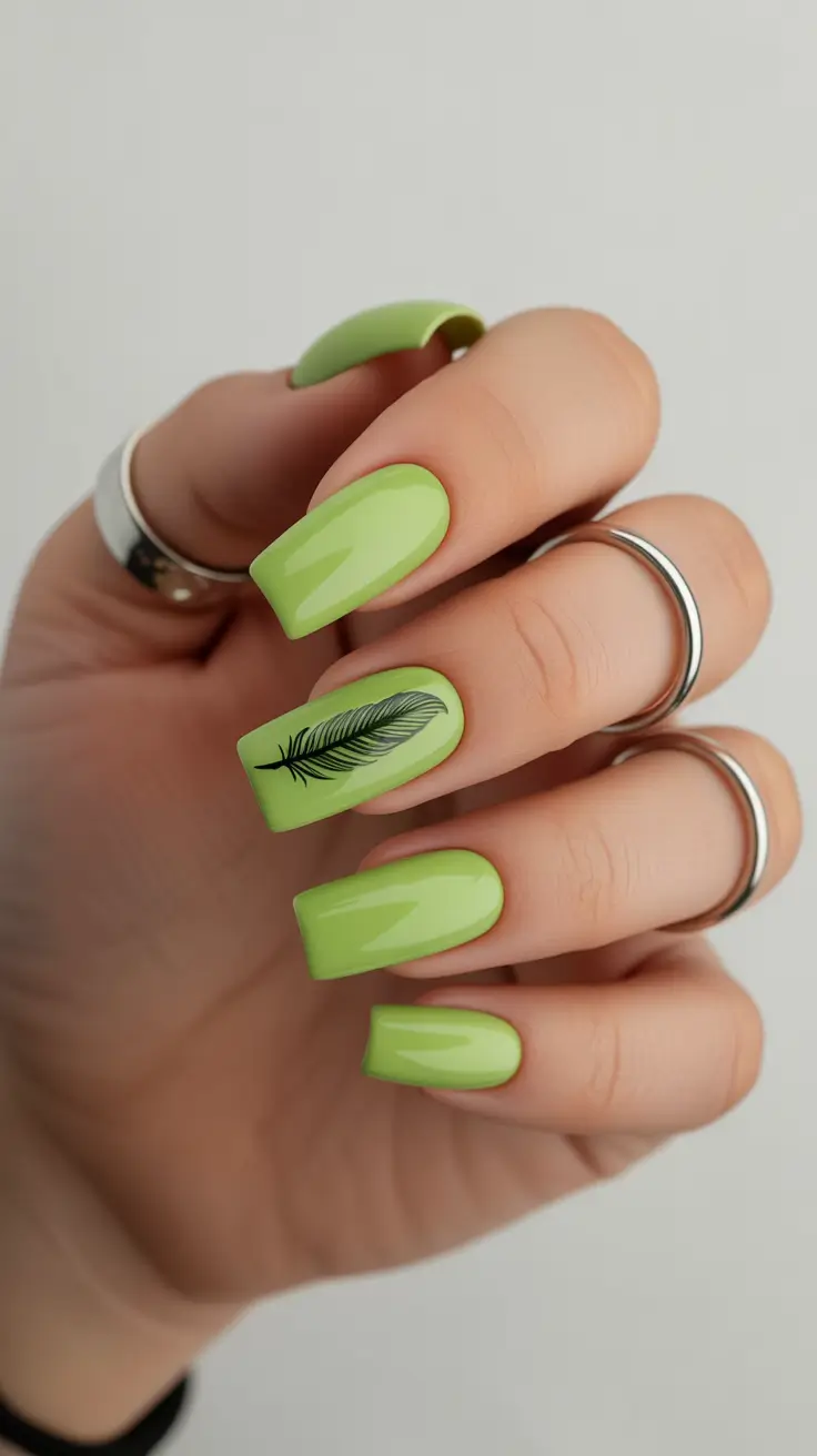 summer nail art simple Fresh Lime Minimal Graphic