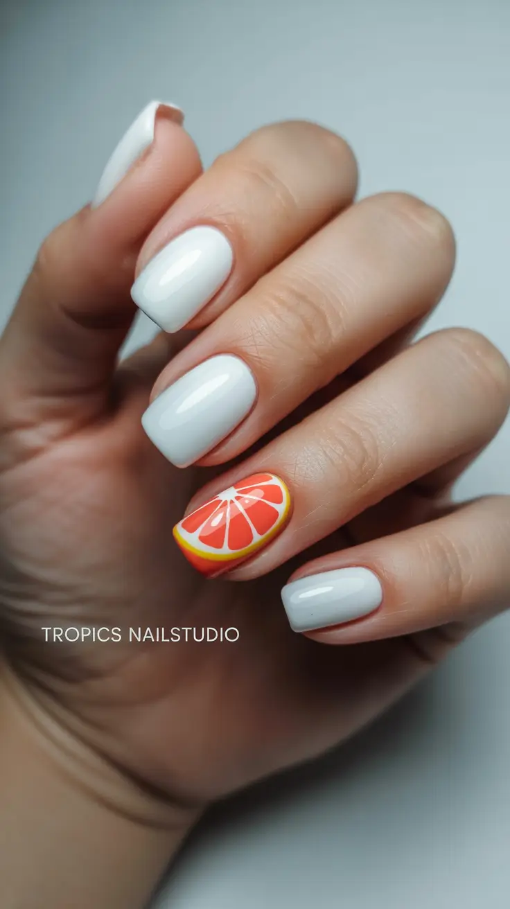 summer nail art simple Fresh Citrus Accent Minimal
