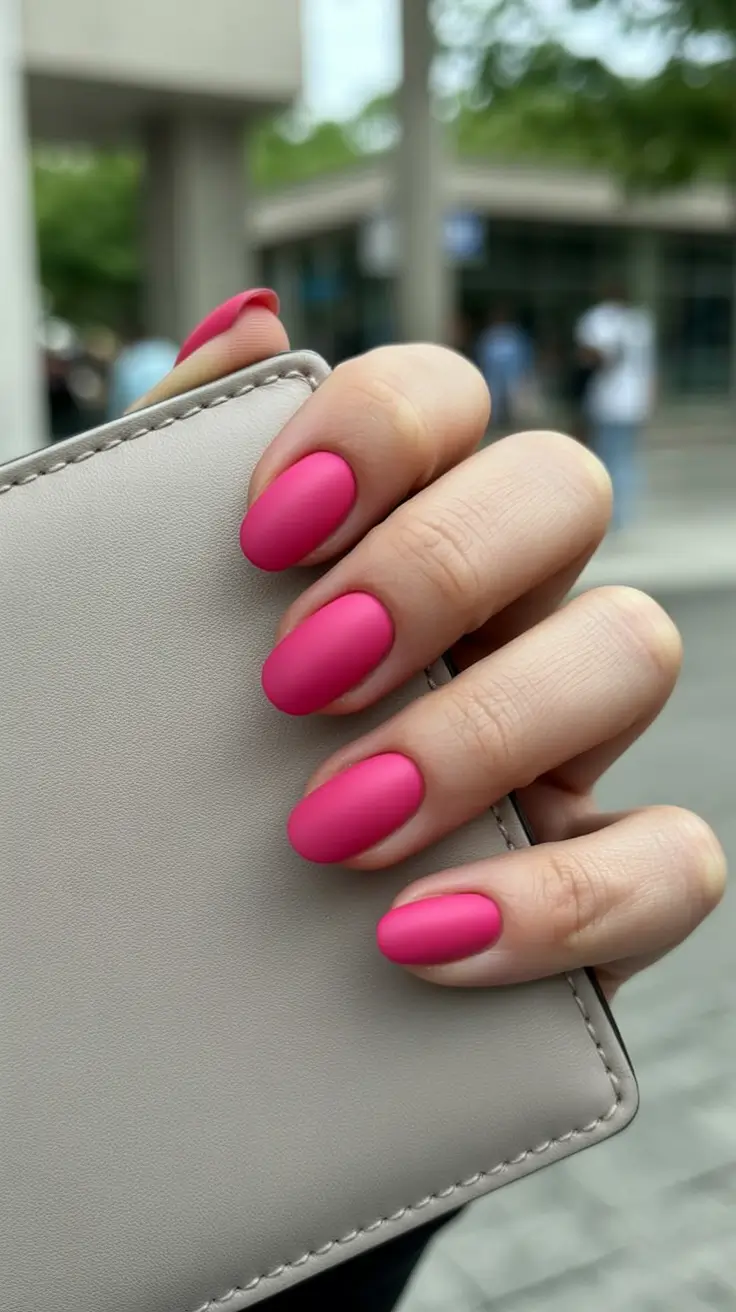 2026 summer nail colors ideas Matte Rosy Almonds for Soft Neutral City Days