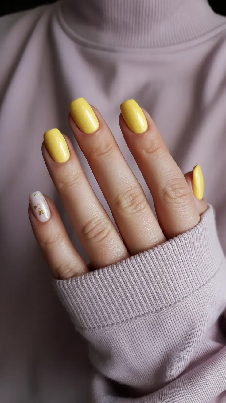 2026 summer nail inspo Butter Yellow Gloss Square for Soft Sunshine Energy