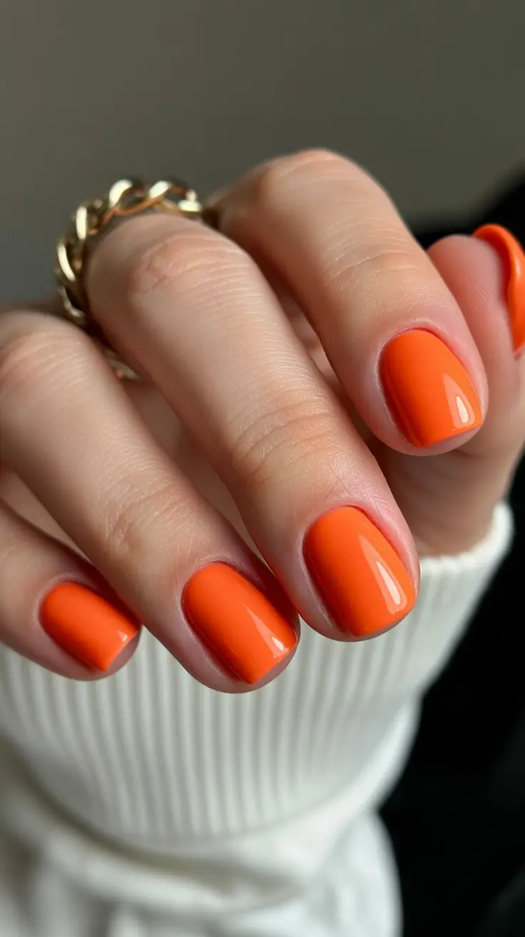 2026 summer nail inspo Juicy Tangerine Short Nails for Everyday Glow