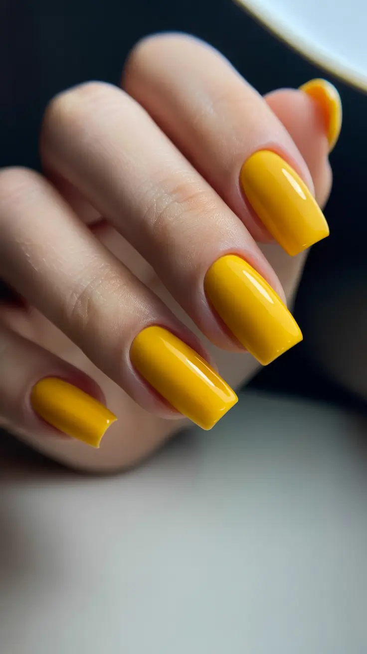 chic spring coffin nails 2026 Sunny Yellow