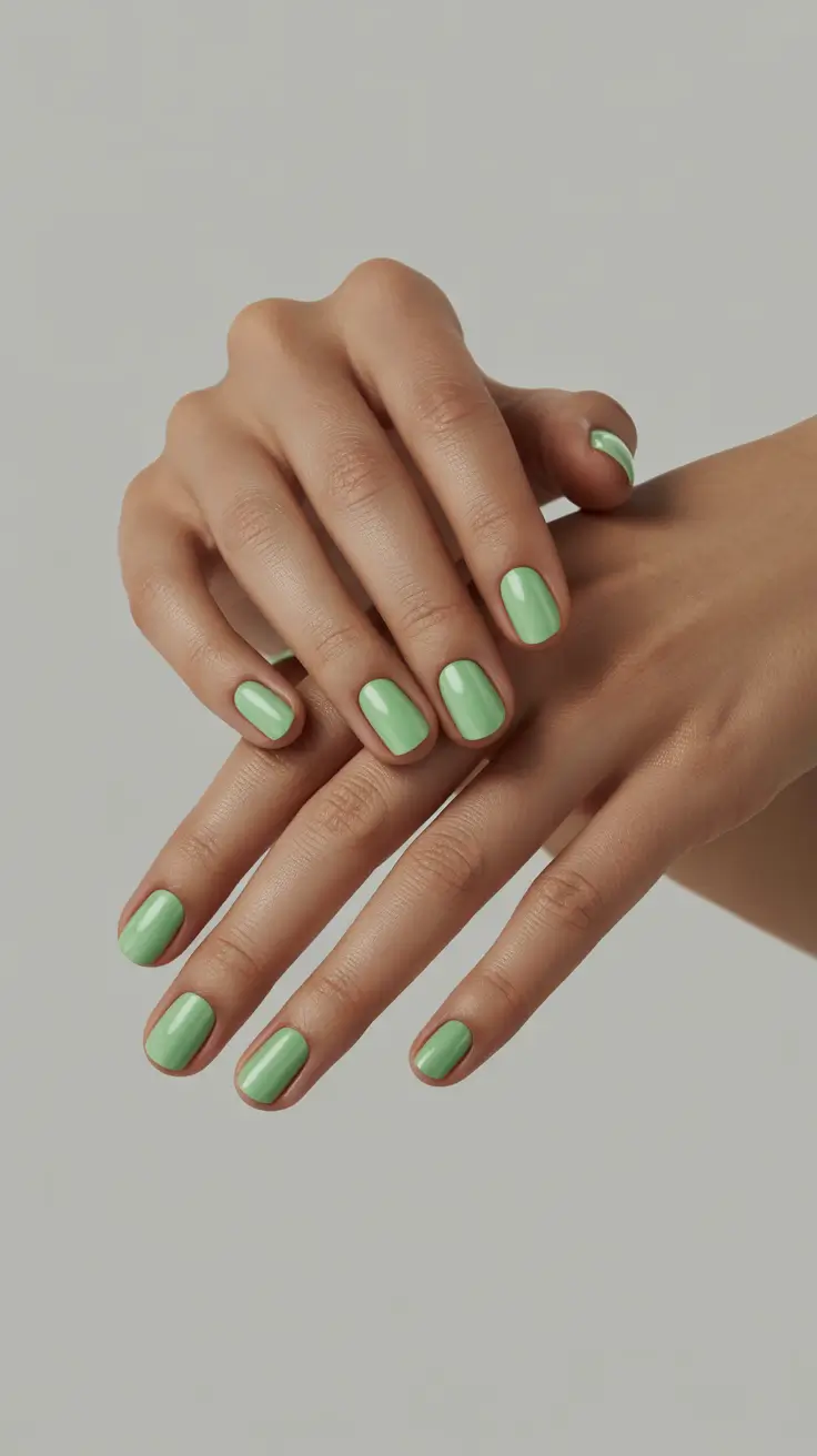elegant spring short nails 2026 Fresh Mint Green Minimalism