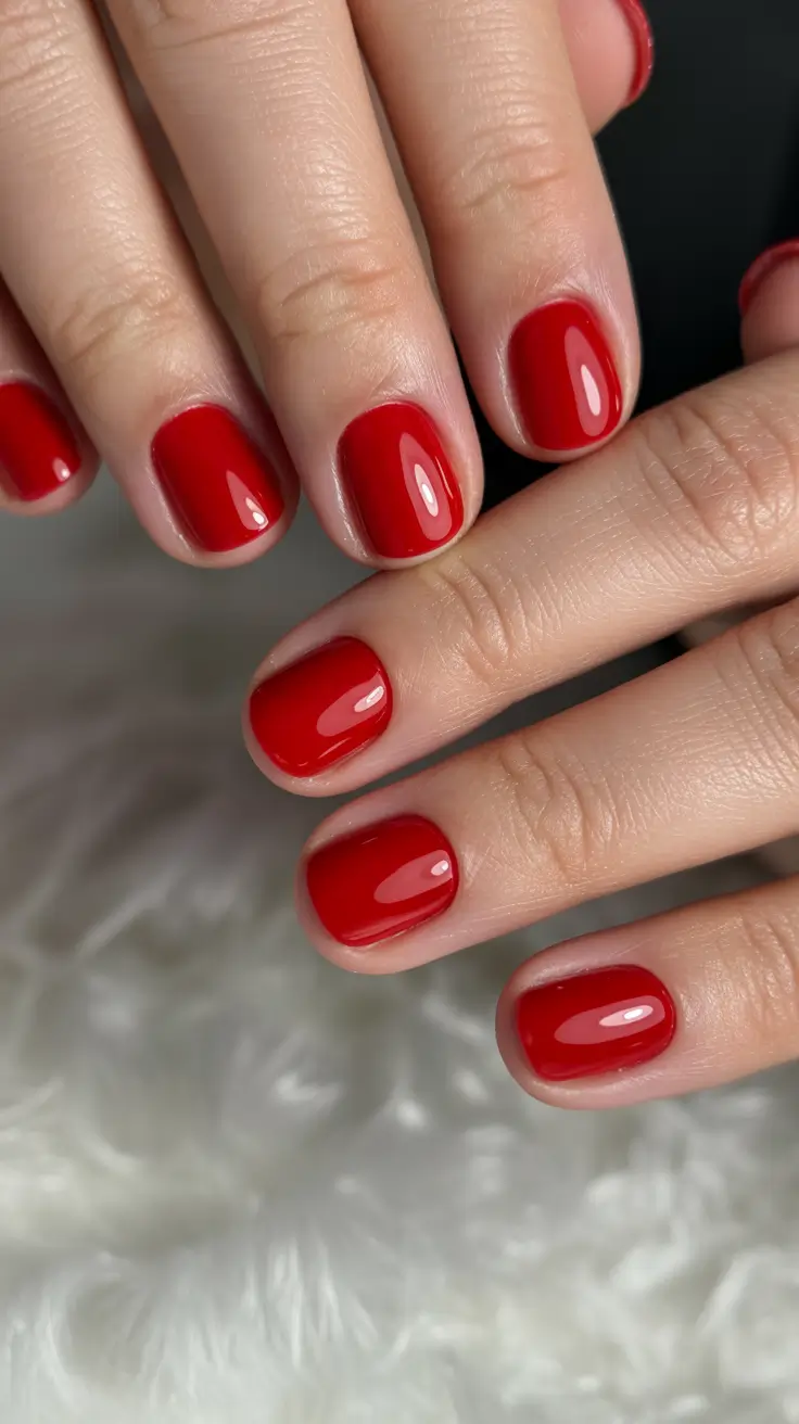 elegant spring short nails 2026 Classic Cherry Red Gloss