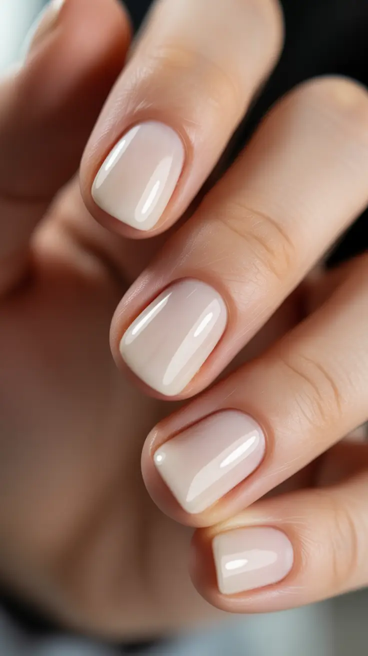 elegant spring short nails 2026 Milky Beige Minimal Nails