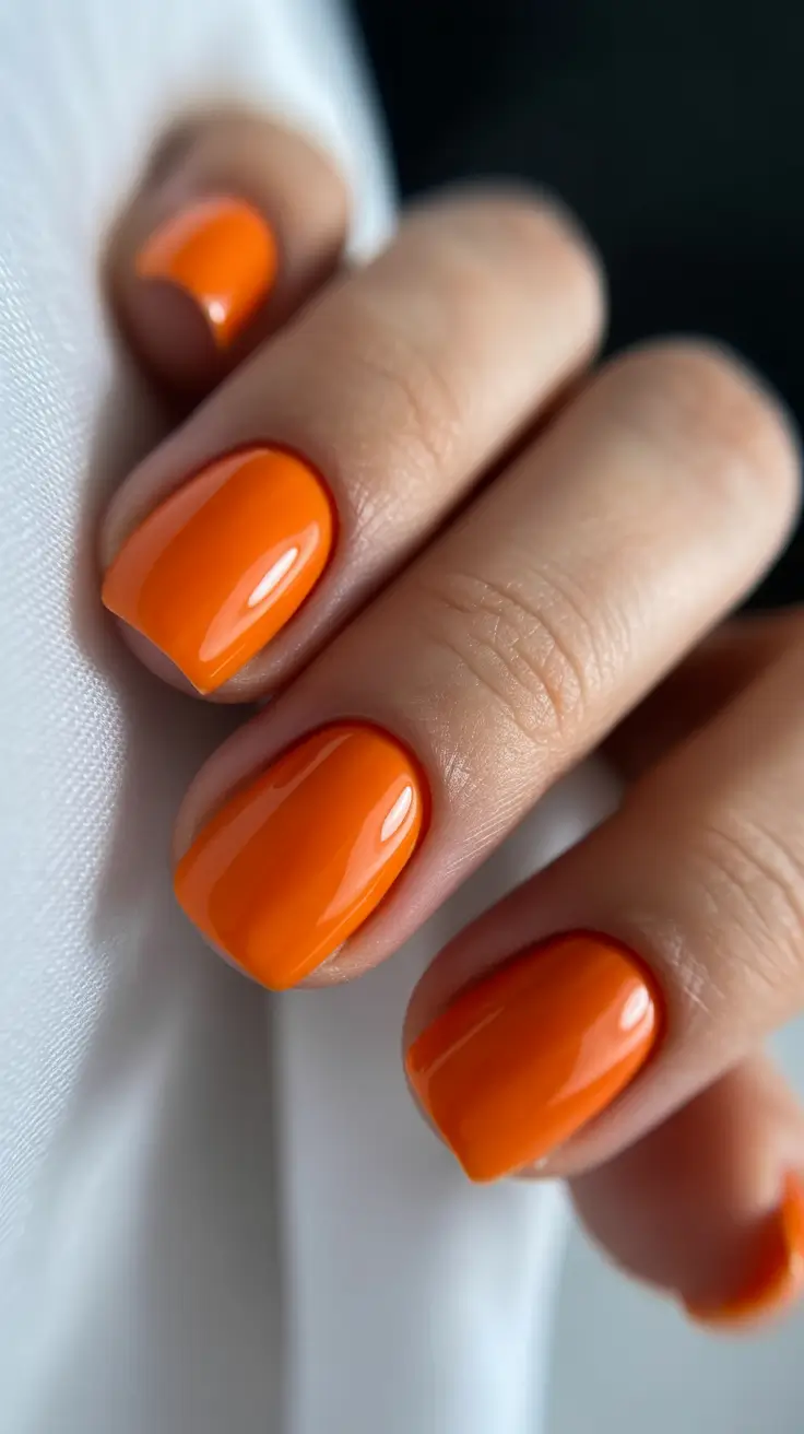 elegant spring short nails 2026 Glossy Tangerine Pop