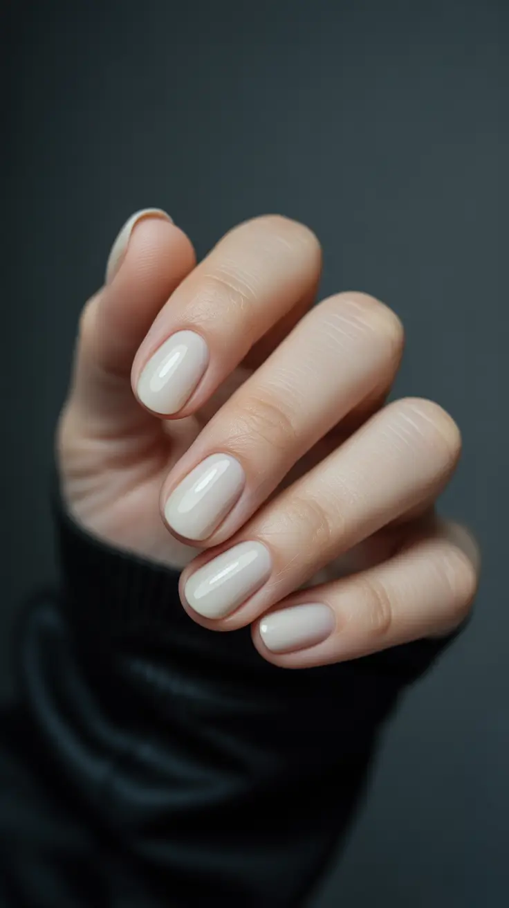 elegant spring short nails 2026 Milky Neutral Gloss