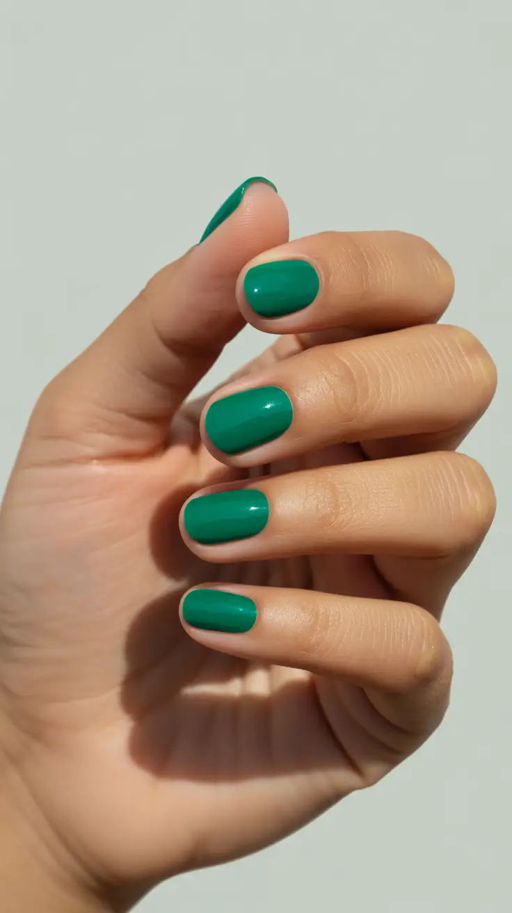 elegant spring short nails 2026 Emerald Green Gloss