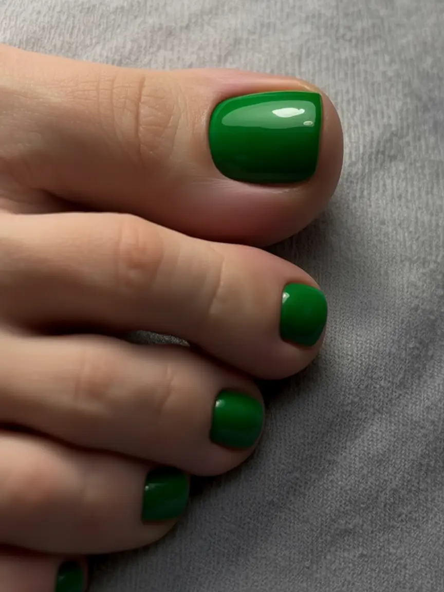 elegant spring toe nails 2026 Deep Emerald Green Pedicure